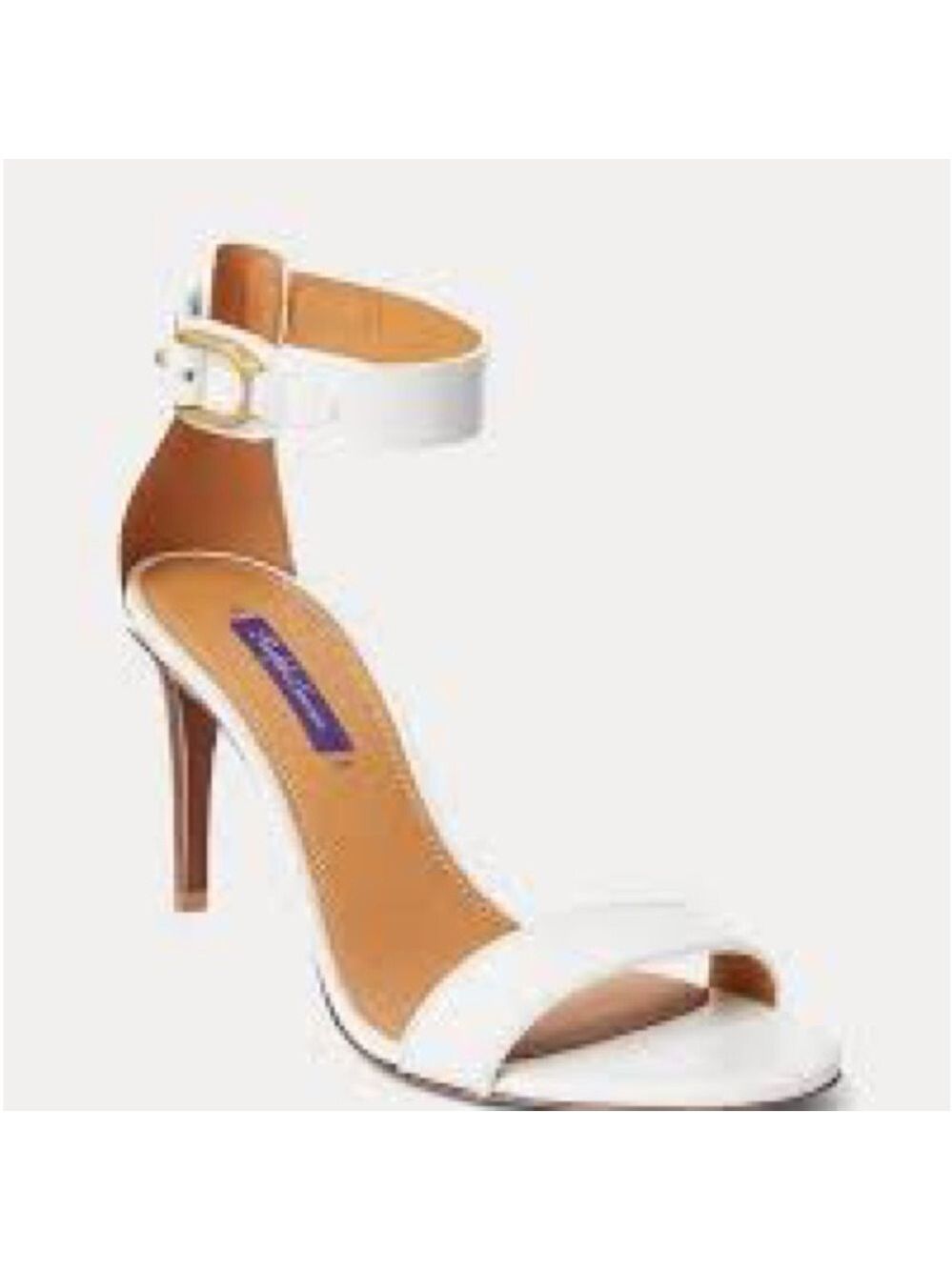 Ralph Lauren  Collection Channing Wellington White Open-Toe Heels Sandals 9M